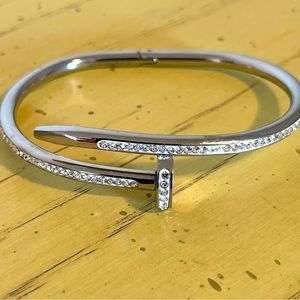 “Tough as Nails” Stainless Steel and Crystal Bracelet